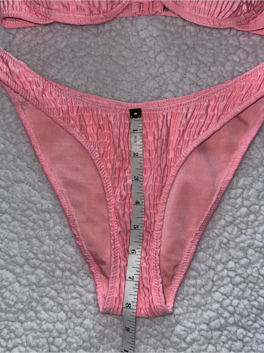 TRIANGL bikini set peach pink crinkle texture cheeky cut adjustable straps S - Picture 11 of 13